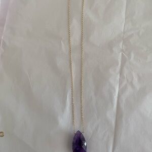 Gold Chain and Amethyst Stone Necklace